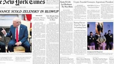 Javier Milei y el escándalo Criptogate $LIBRA, segunda noticia destacada de la portada de The New York Times